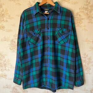 Vintage 80s OshKosh B'Gosh Flannel | Cotton Plaid Shirt | Size M/L